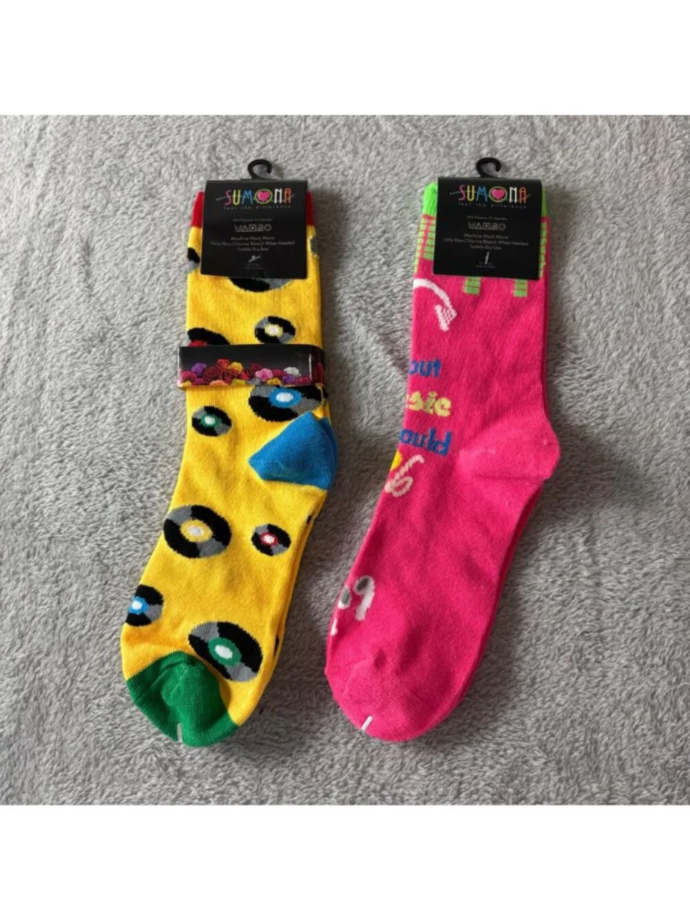 Sumona Ladies Crew Socks Lot of 2 Music Themed New Shoe Size 4-10